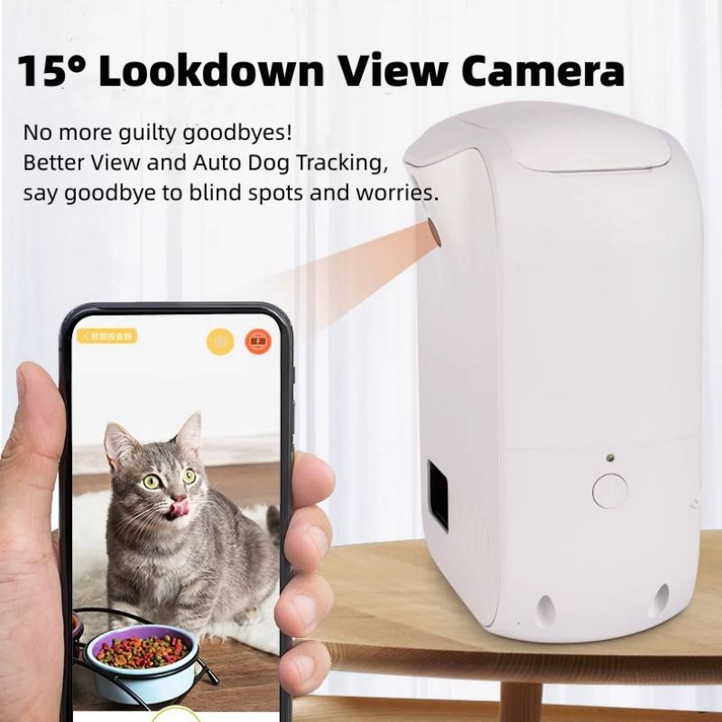 135° Wide-Angel HD Camera Pet Feeder for Cats/Dogs with Voice Interaction &amp; FCC