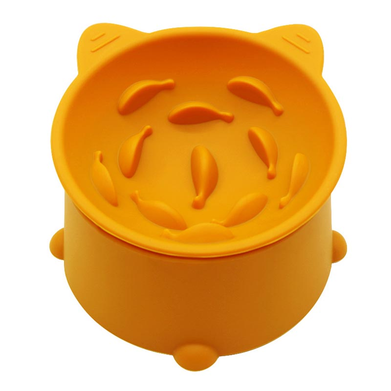 Adjustable Height Silicone Slow Feeder Dog Bowl