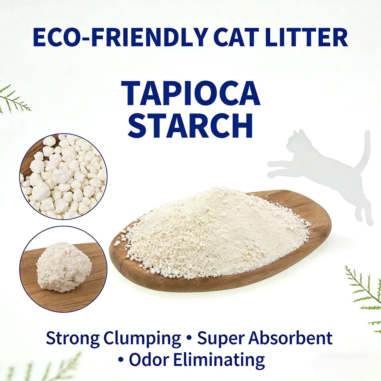 Factory Bulk Wholesale Kitty Sand Pet Products 0.5-2mm Sustainable Eco-Friendly Plant Cassava Cat Litter for Easy Cleaning