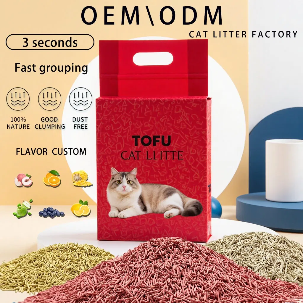Natural Plant Fiber OEM Efficient Agglutination Deodorization Indoor Dust-Free Antibacterial Flushable Toilet with Cat Litter Scoop Tofu Cat Litter