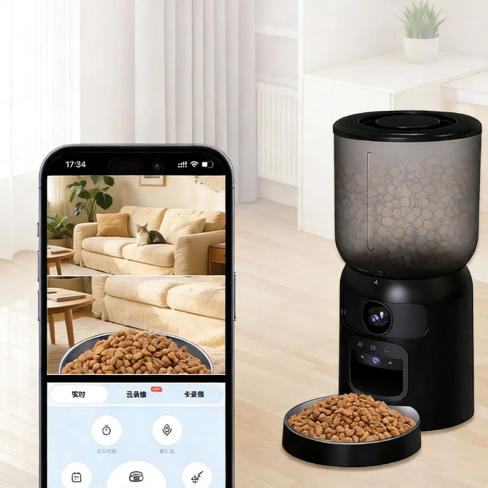 Dual-Lens Smart Pet Feeder with Laser Teasing and Motion Detection