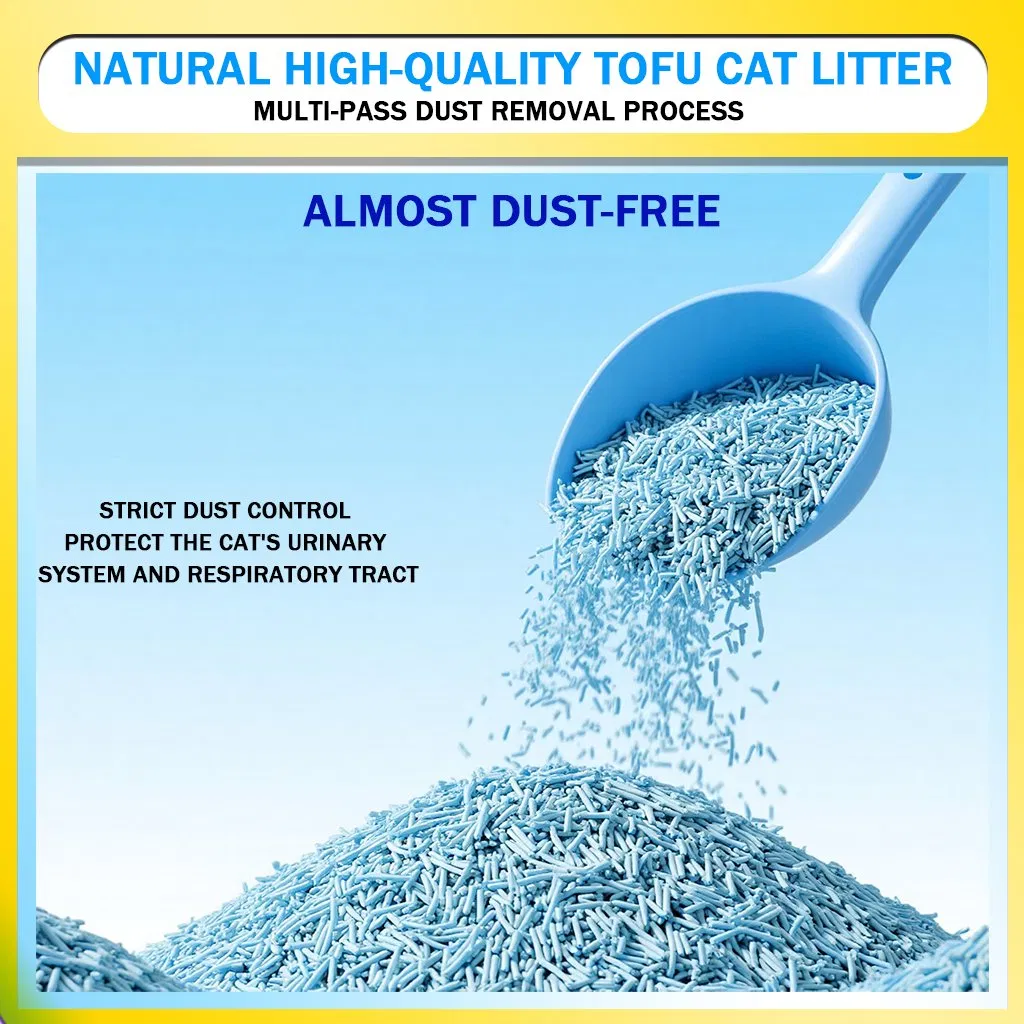 Natural Pea Tofu Cat Litter Fast Clumping, Anti-Sticking Bottom, Odor-Eliminating Bacteria-Inhibiting, Flushable, Dust-Free Hypoallergenic Cat Toilet Supplies