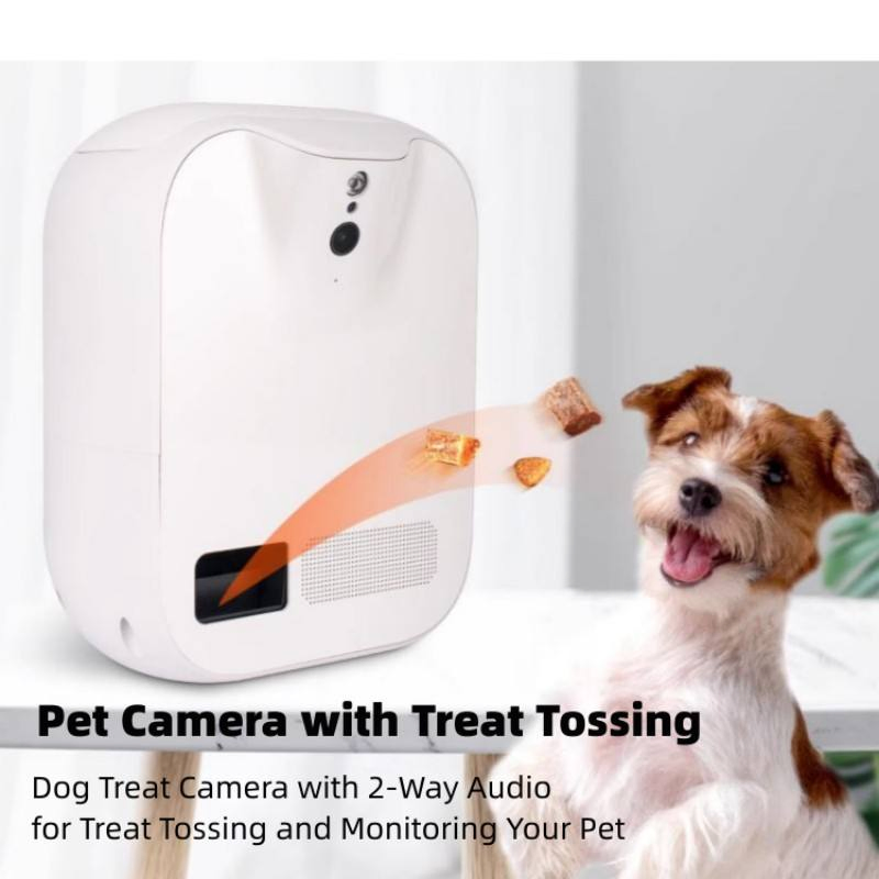 Wall-Hanging Treat Tossing Smart Pet Feeder for Cats/Dogs with HD Camera