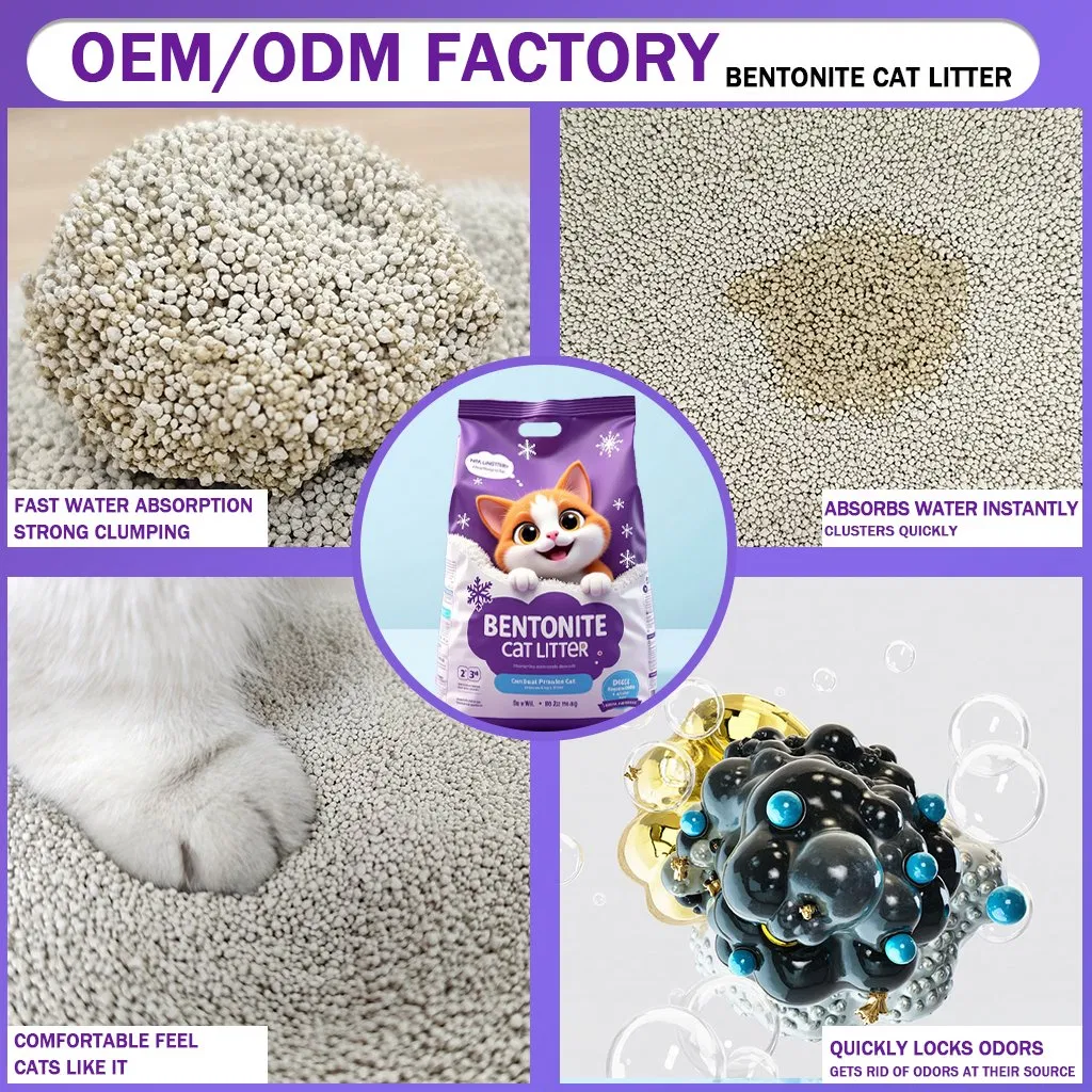 OEM Factory Supply White Bentonite Cat Litter Sands Odor Removal Low Tracking Clumping Dust-Free Pet Product Affordable Kitty Litter