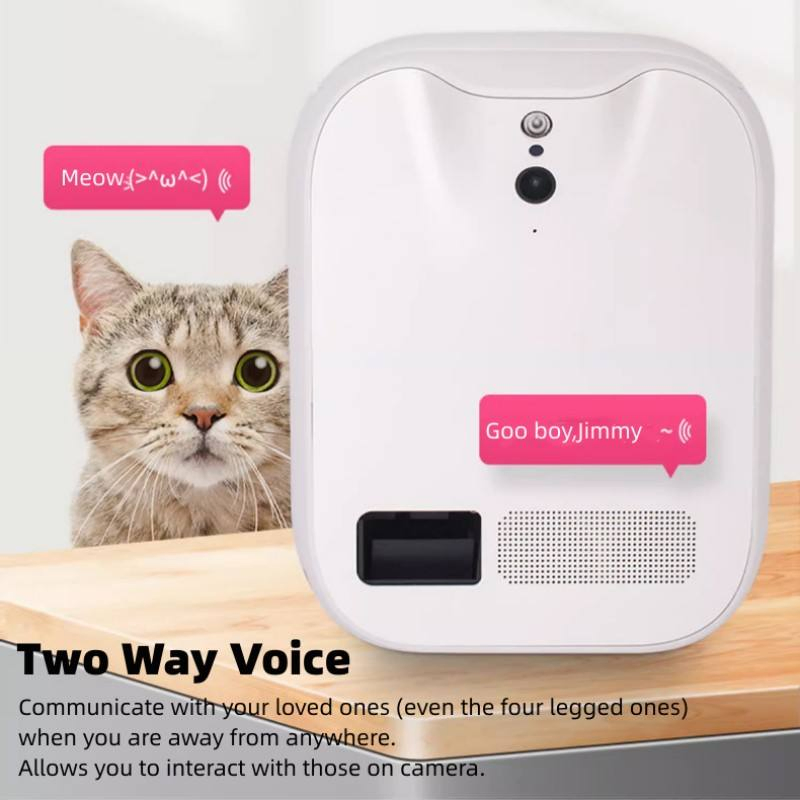 Wall-Hanging Treat Tossing Smart Pet Feeder for Cats/Dogs with HD Camera