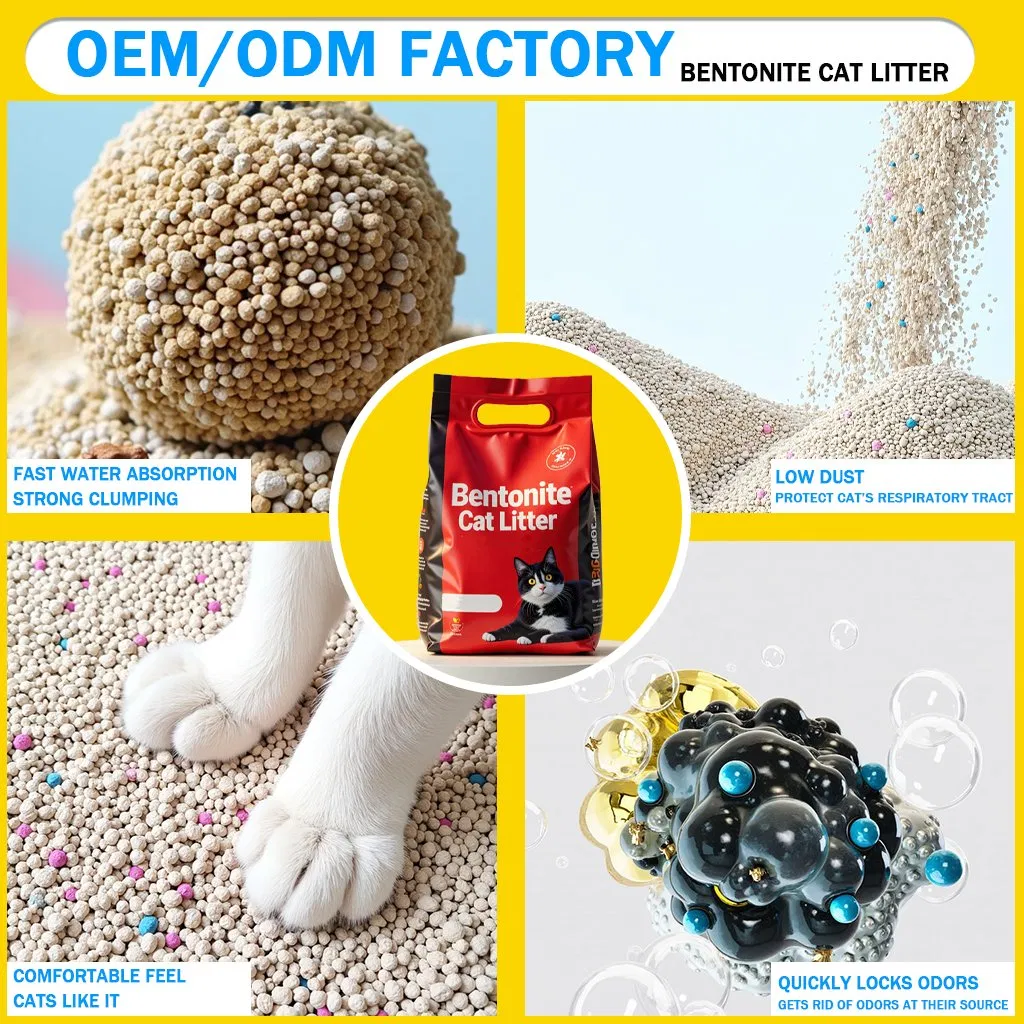 OEM/ODM Pet Accessories Pet Sand Bentonite Cat Litter Low Tracking Premium Low Dust Lightweight Cat Litter