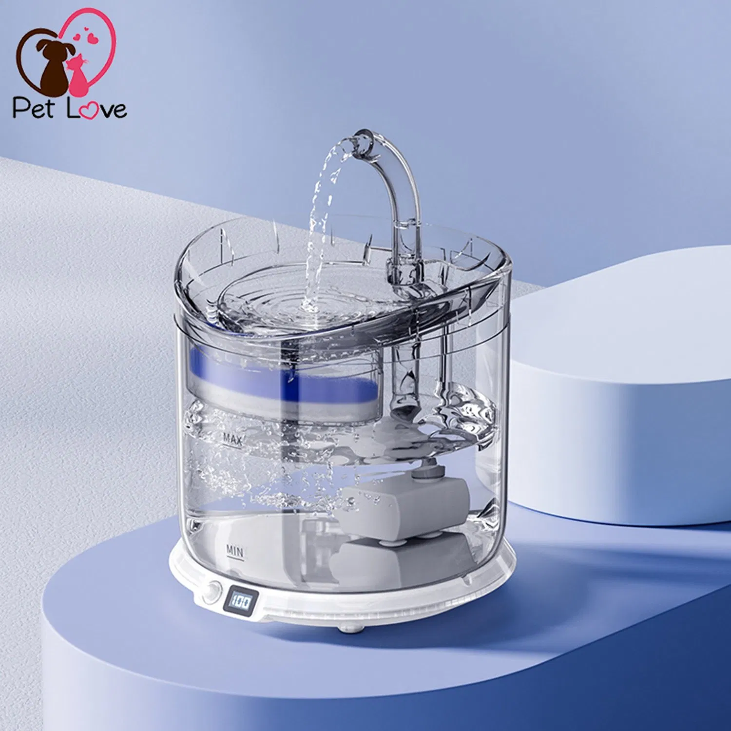 Wireless Rechargeable Smart Pet Water Fountain 2L Fuente De Agua Para Perros