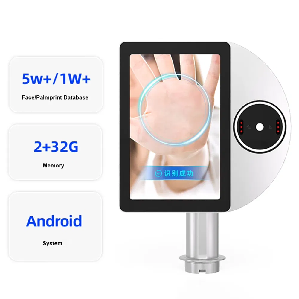 Factory Price 8-Inch Biometric Palm Finger Reader Face Recognition Attendance System Face Palmar Vein Detection Access Control Face Recognition Terminal