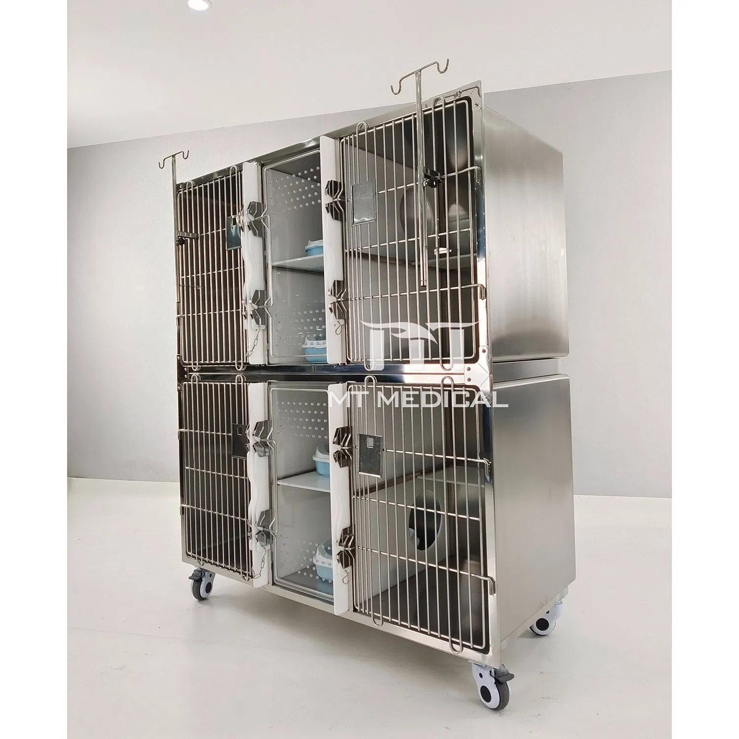 Veterinary Equipment 4 Spaces Cat Cage Pet Animal Contention Stainless Steel Cage for Pets