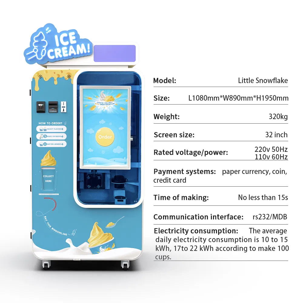 Energy-Saving Smart Soft Ice Cream Machine with Night Mode for 24/7 Vending