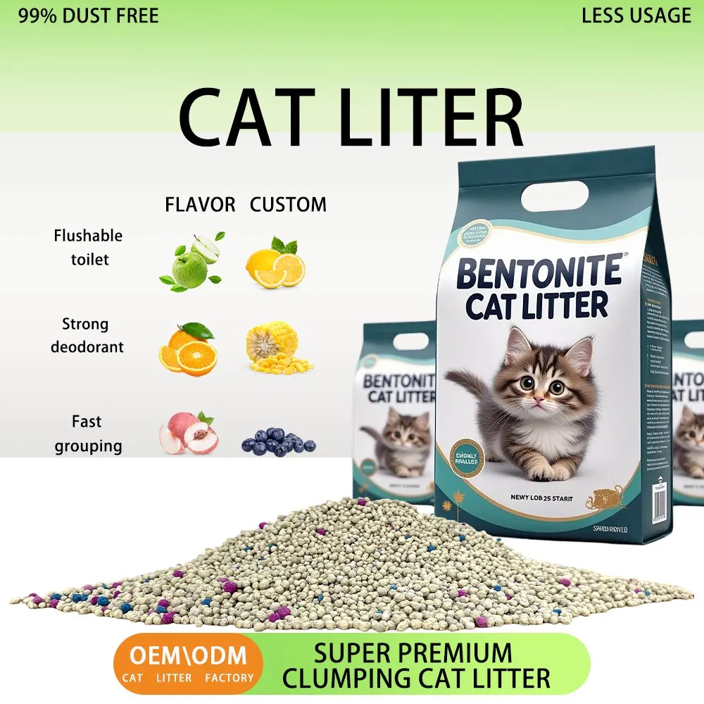 Pet Products Supply Premium Multi-Cat Litter Dust-Free Odor Control Natural Cat Litter Sand Low Tracking High Absorbency 1-3.8mm Bentonite Cat Litter