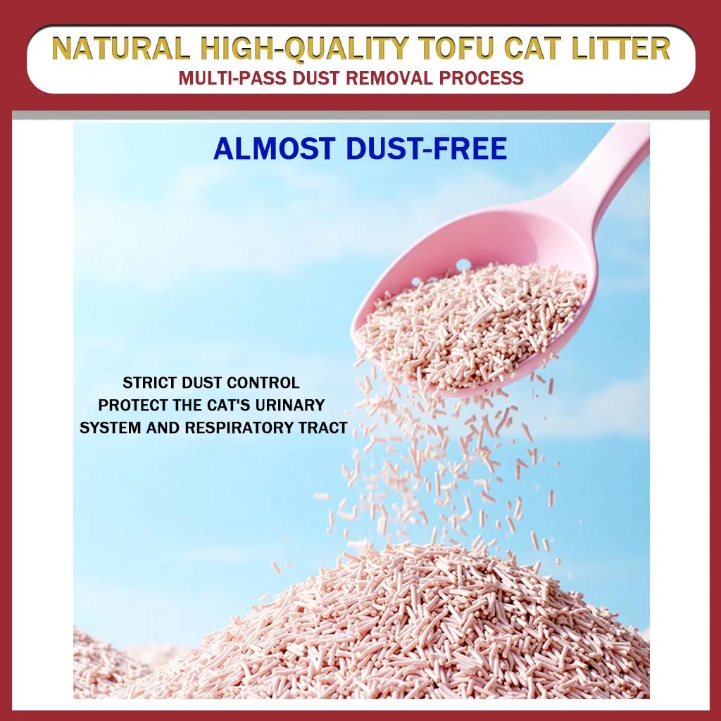 Natural Plant Fiber OEM Efficient Agglutination Deodorization Indoor Dust-Free Antibacterial Flushable Toilet with Cat Litter Scoop Tofu Cat Litter