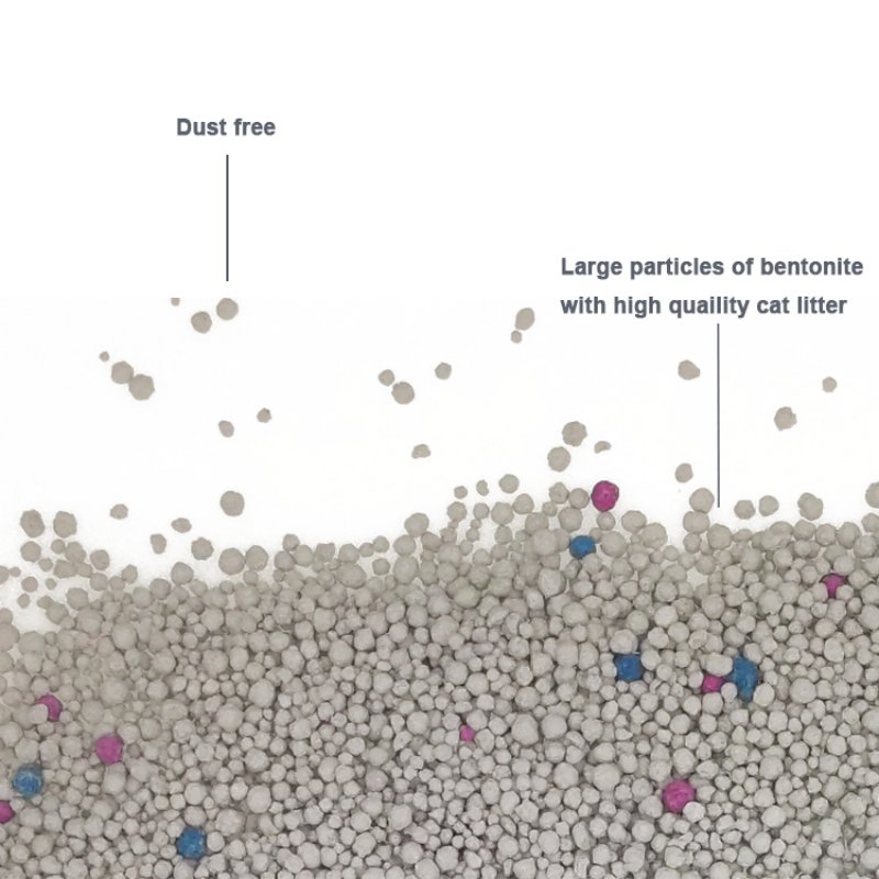 OEM Factory 1-3mm Strong Clumping Litter Low Dust Colorful Premium Bentonite Cat Litter