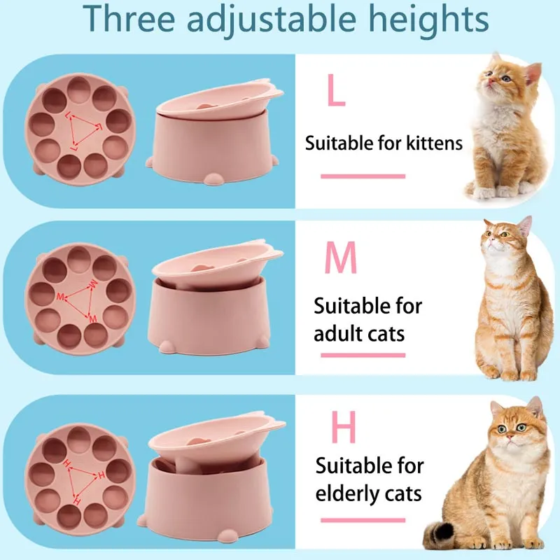 Adjustable Height Silicone Slow Feeder Dog Bowl