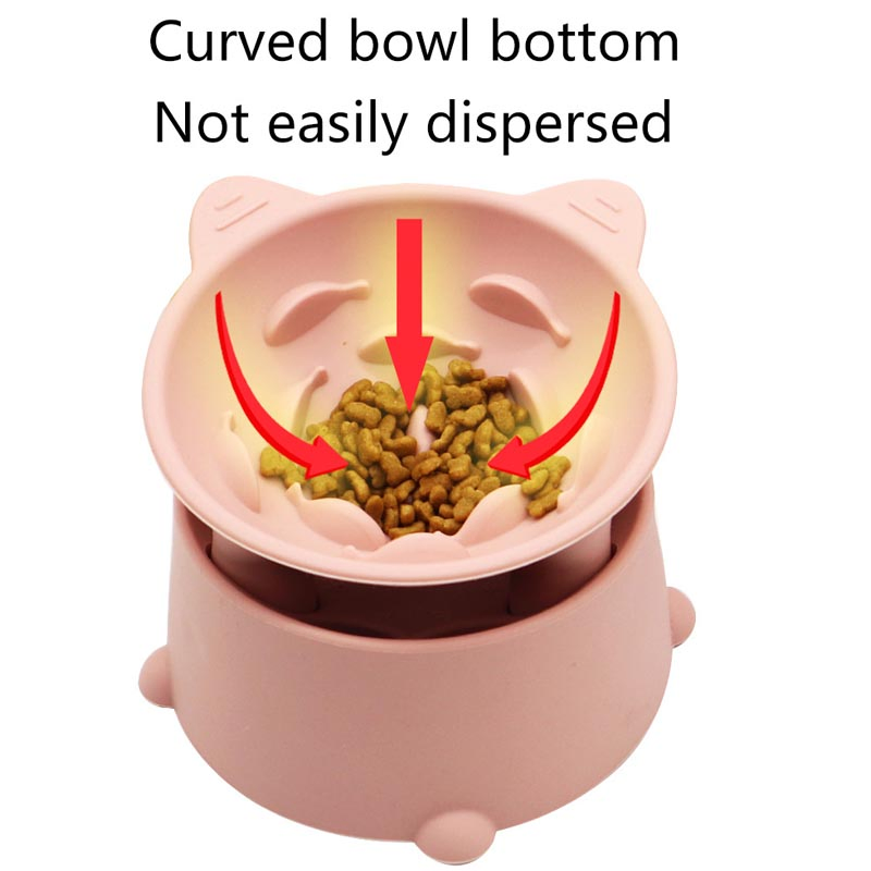 Adjustable Height Silicone Slow Feeder Dog Bowl