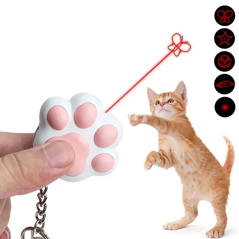 Pet Supply Cat Toys Interactive USB Rechargeable Multifunctional Key Chain Pet Laser Toy for Cats Interactive Funny Kitten Training Laser