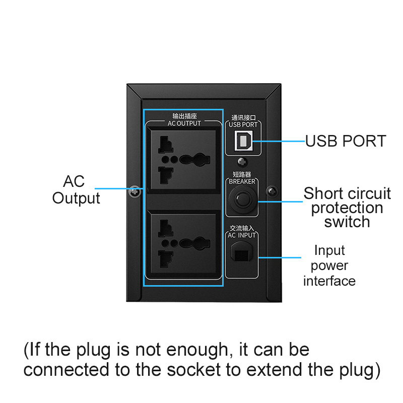 High Quality 1kVA/600W Single-Phase Uninterruptible Power Supply UPS LCD Display Home Backup Power for Computers Wholesale