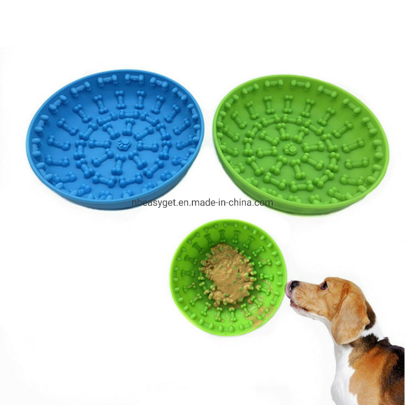 Pet Dog Slow Feeder Bowls with Suction Cup Interactive Bone Design Esg12776
