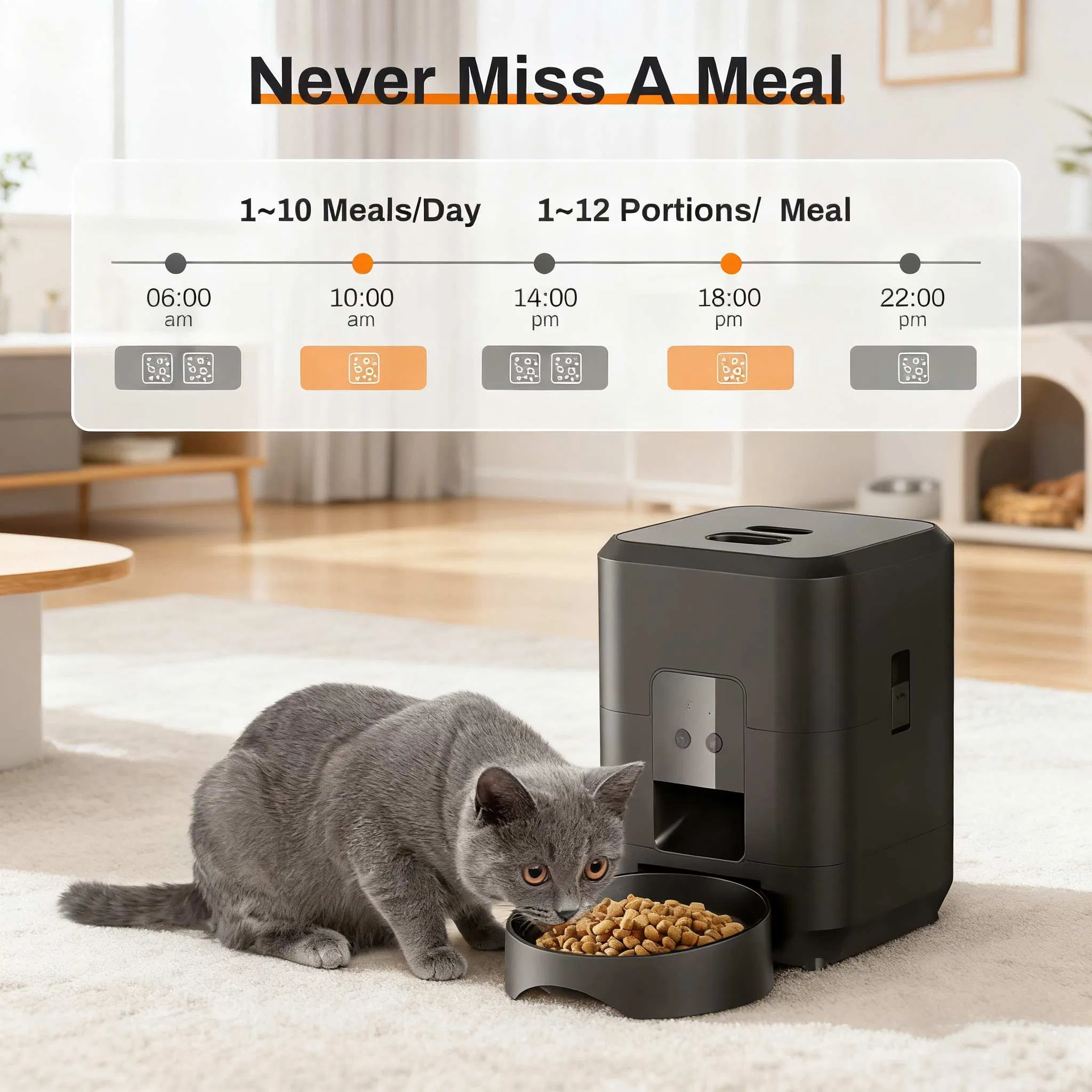 2L Smart Automatic Cat Dog Feeder APP Control Pet Feeder - Anti-Overfeeding, 2.4G WiFi &amp; Dual-Power Dry Food Dispenser