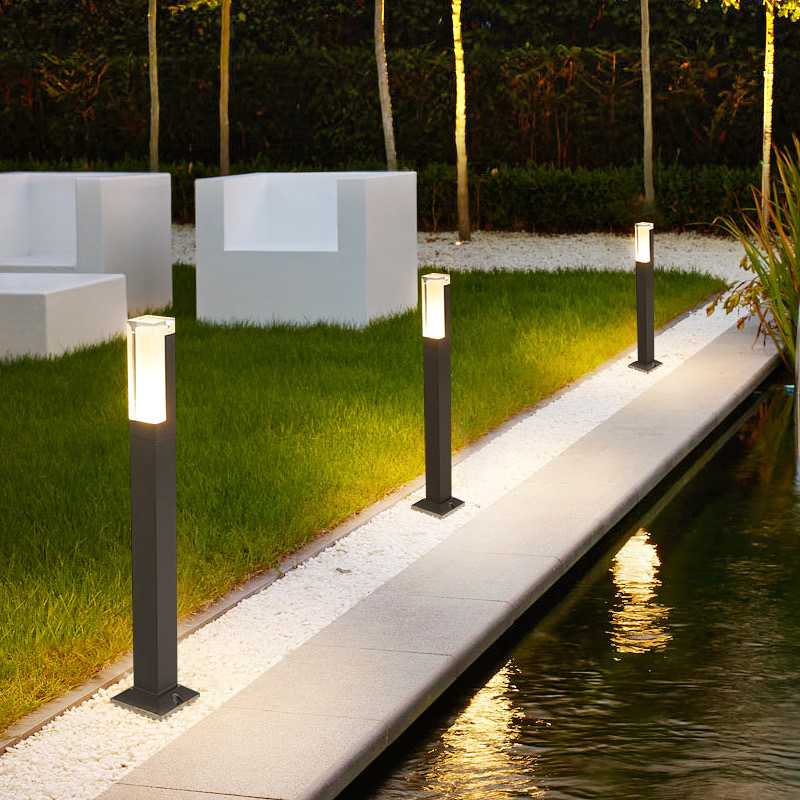 Modern IP65 Waterproof Pillar Bollard Lights Landscape Pathway Outdoor Led Lawn Lawn Solar Garden Lighting