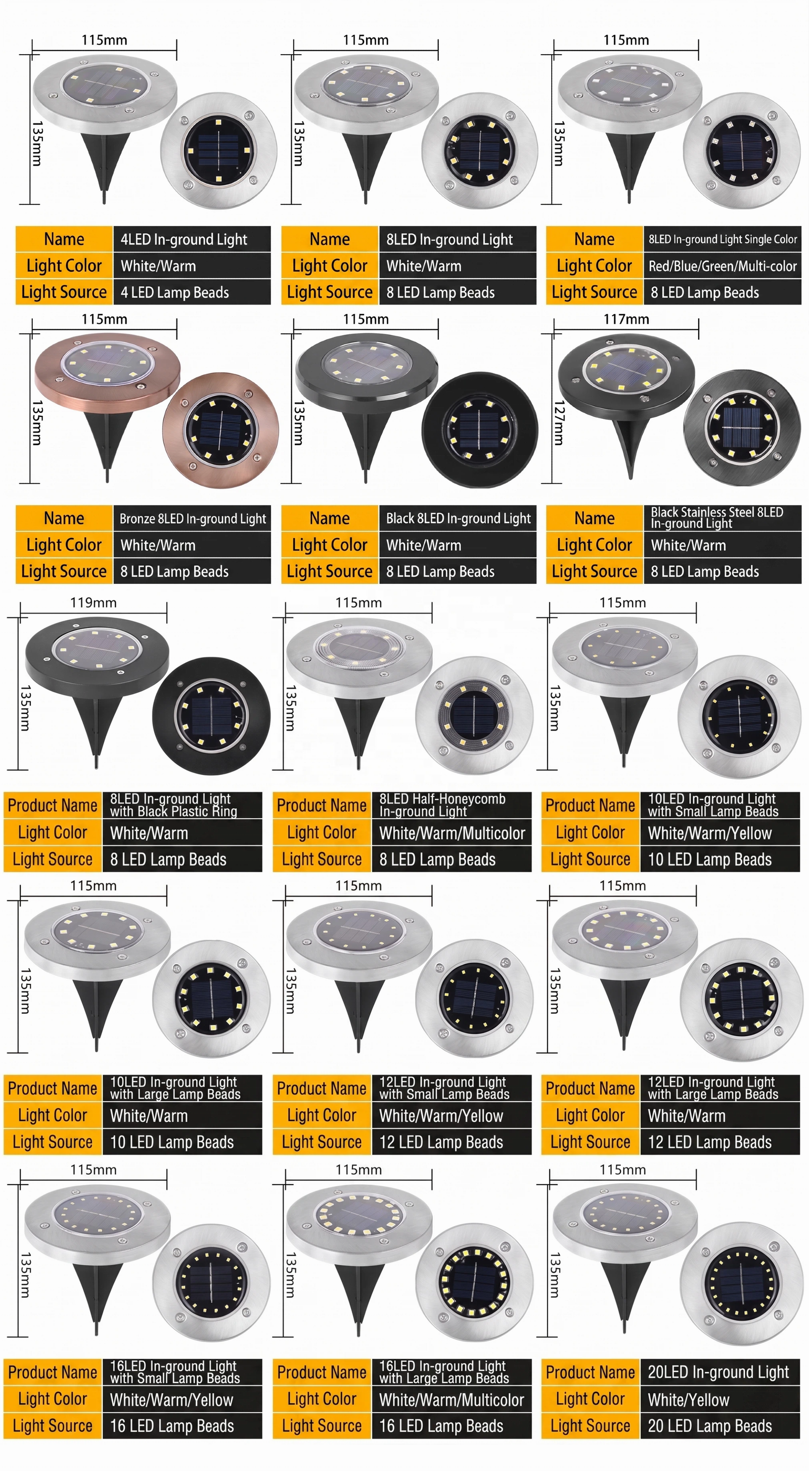 8 Led Stainless Steel Outdoor Ground Lawn Lamp LED Outdoor Solar Ground Lights Solar Path Deck Lights