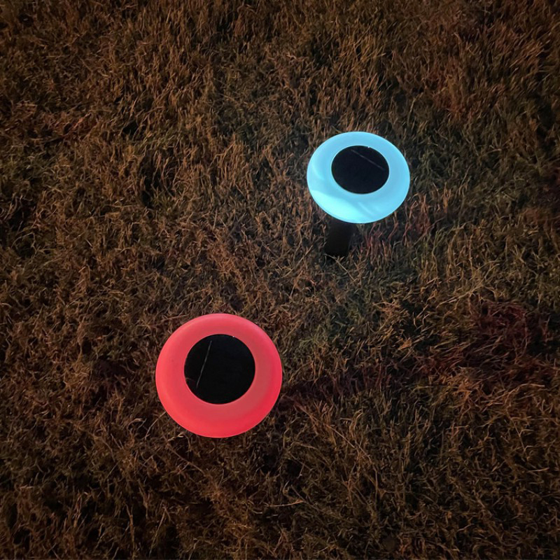LED Ground Plug Lawn Lamp Outdoor Waterproof Garden Landscape RGB Colorful Round Solar Street Light