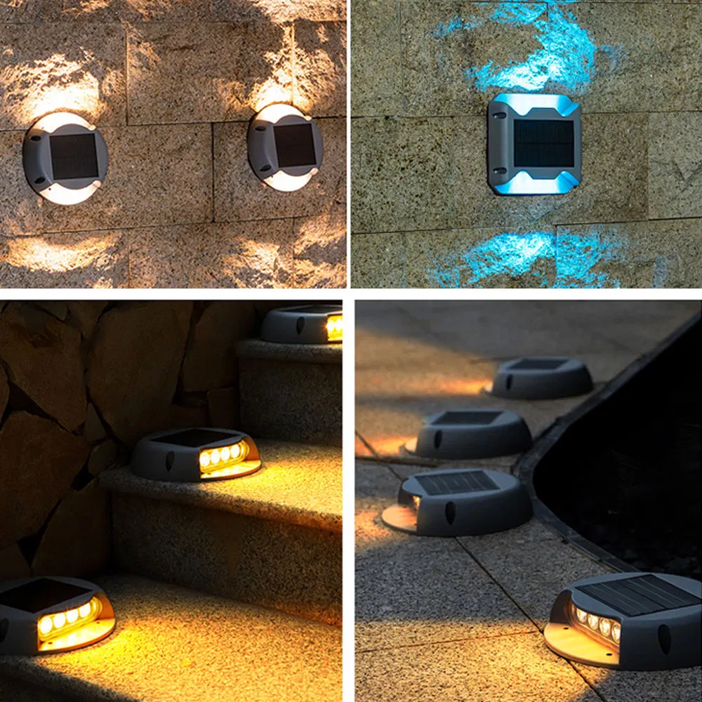 Solar Outdoor Floor Step Lights Waterproof IP65 Solar Step Lights, 4-Pack Solar Deck Lights RGB