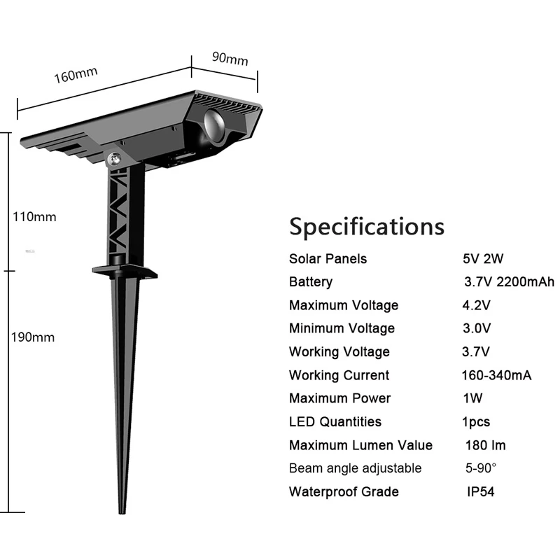 Solar Spot Light Zoomable Outdoor Spotlights Pathway Garden Yard LED Landscape Lamp Long Short Shoot