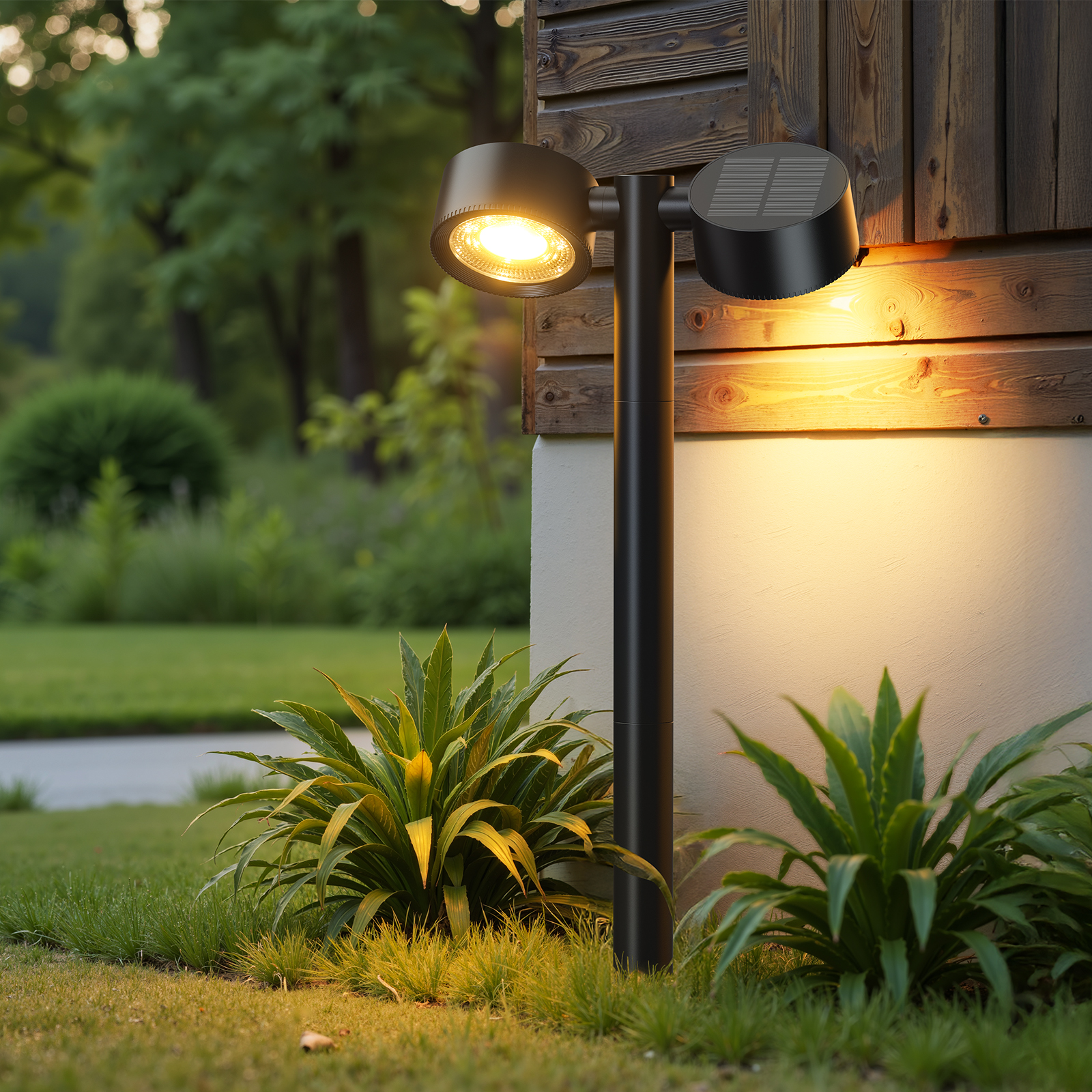 Factory New Design Outdoor Garden Lights Bright Landscape Bollard Lamp Rotate Solar Pathway Lights for Hotel Villa Garden Decor