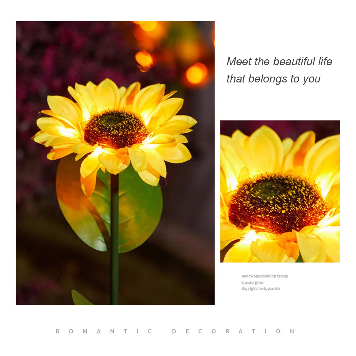 Sunflower Solar Lights Decorative Outdoor Garden Patio Light Automatic On/Off Led Yard Warm White Landscape Lawn Path Waterproof