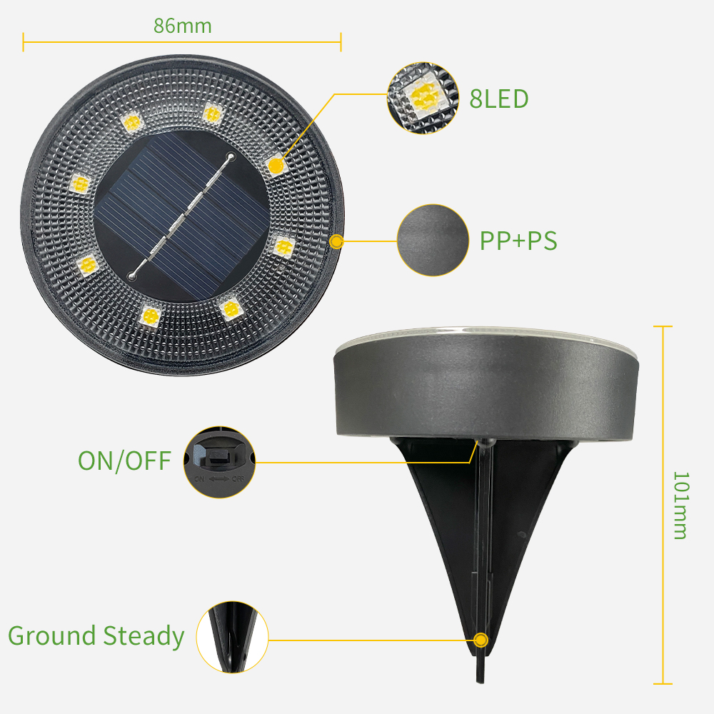 Best Outdoor Solar Power in Ground Lights IP68 Waterproof Garden Pathway Disk Light