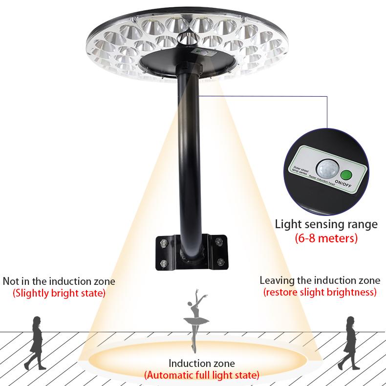 500W Outdoor UFO Led Lawn Bollard Soler Lamp Lampadaire Solaire Garden Waterproof Solar Street Light for Patio Yard Walkway
