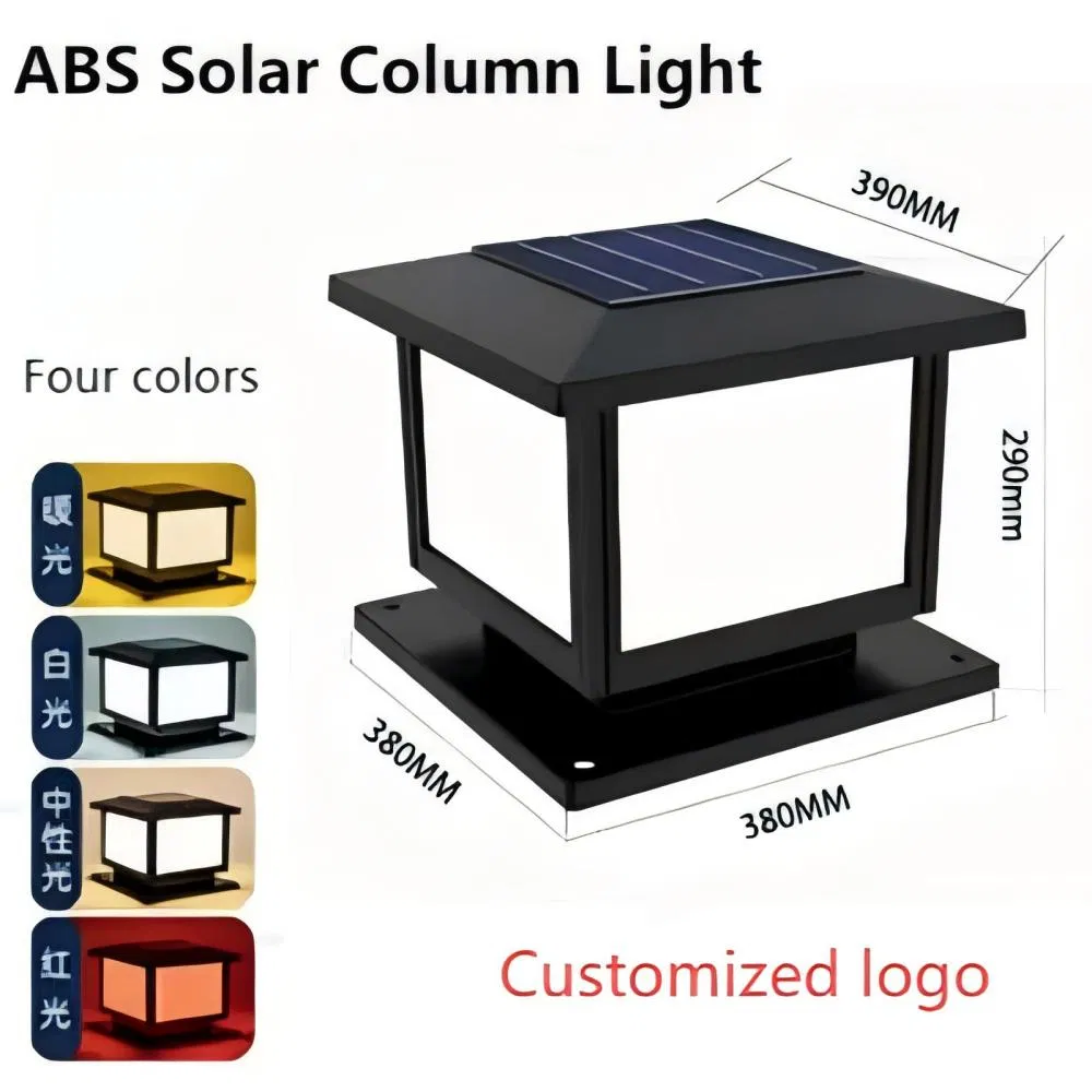 Dual Color Temperature Solar Garden Light Pillar Light Villa Garden Fence Chinese Pillar Fence Pillar Light