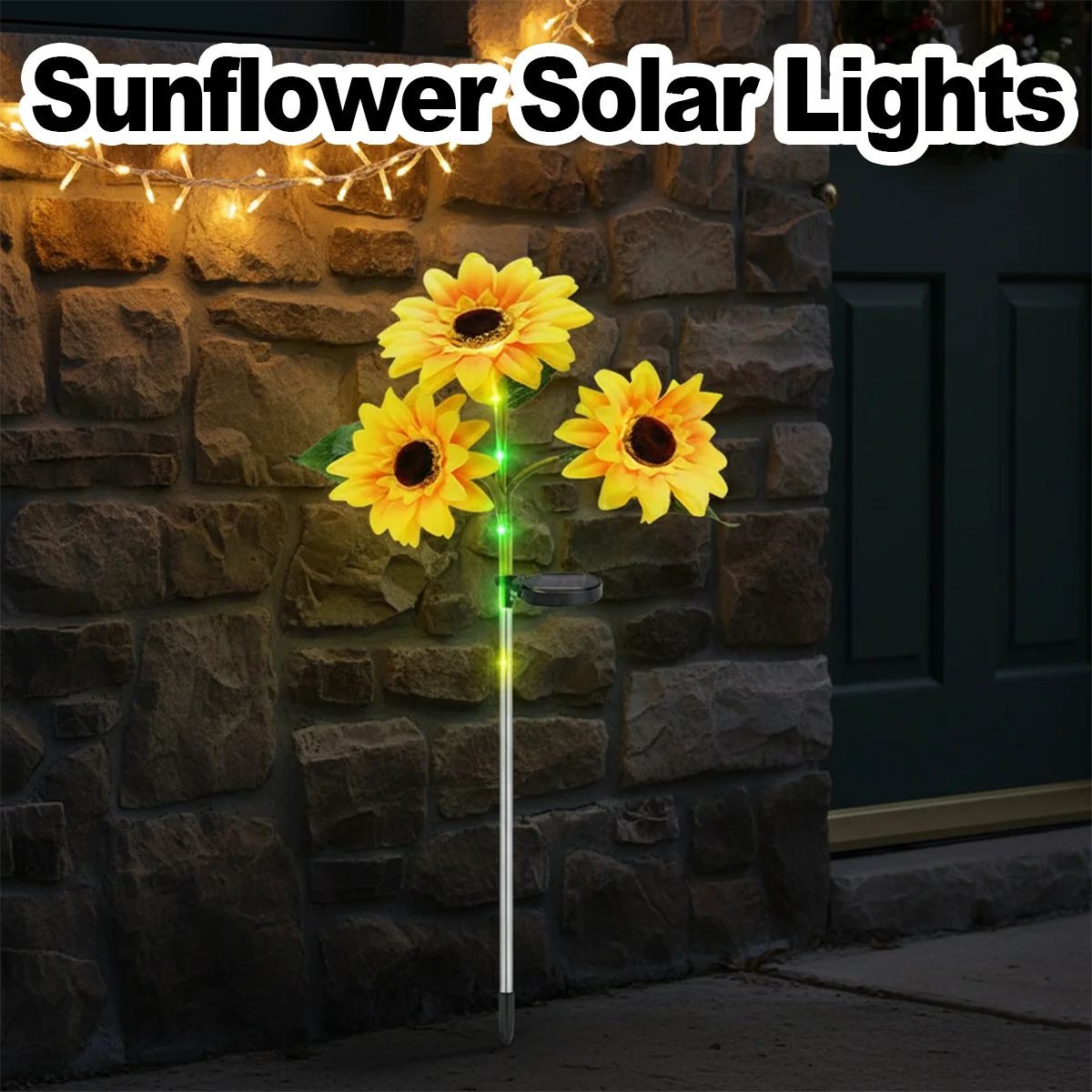 Sunflower Solar Lights Decorative Outdoor Garden Patio Light Automatic On/Off Led Yard Warm White Landscape Lawn Path Waterproof