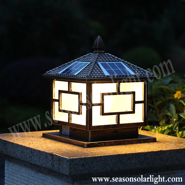 Garden Yard Gate LED Light Lamp 5W Outdoor Solar Fence Post Cap Light with Warm+White LED Lighting