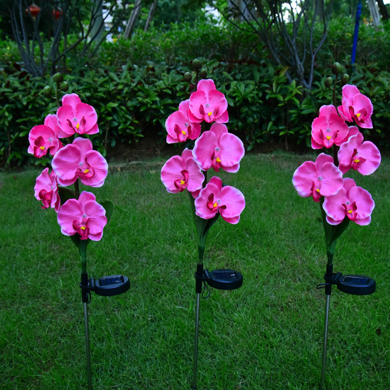 LED Solar Light Waterproof Landscape Lamp Color Changing LED Simulation Phalaenopsis