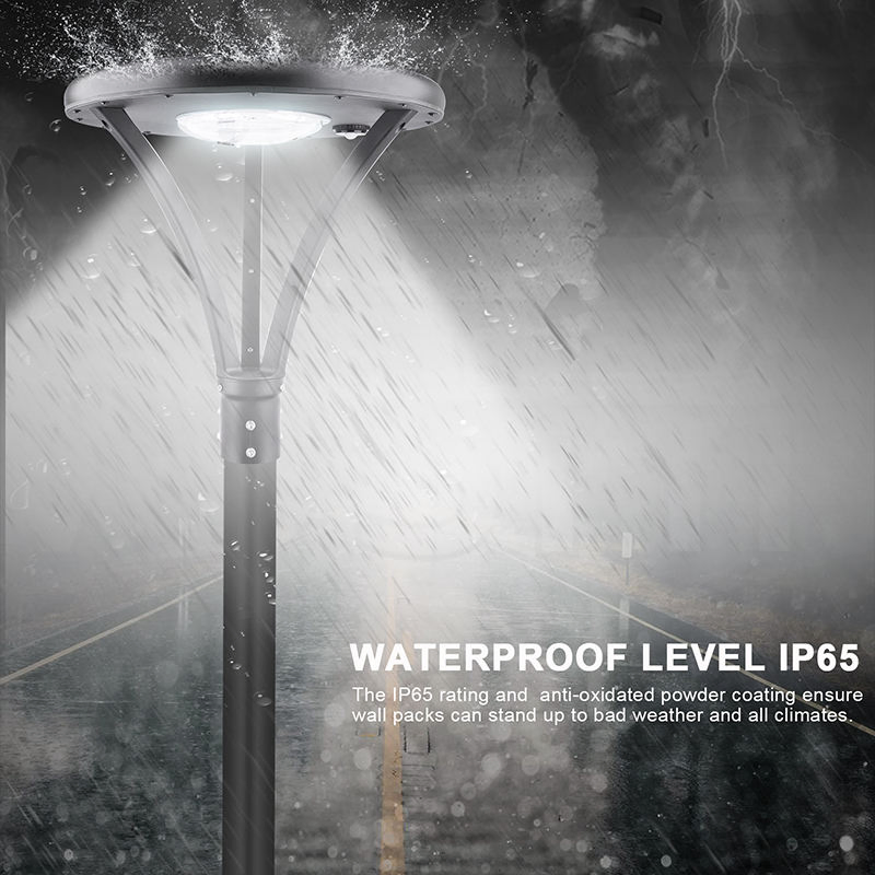 Bbier Round Pole Street Post Top Light Solar Round Outdoor Waterproof Courtyard Road Lights LED Garden Light