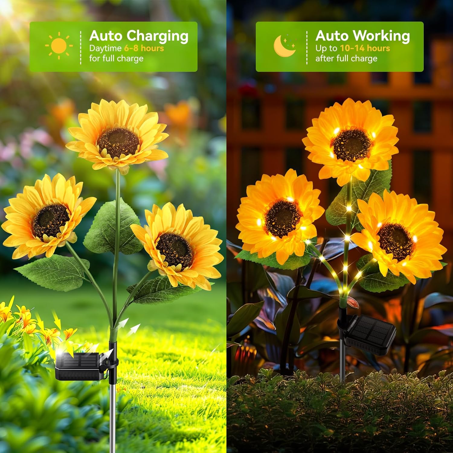 Solar Sunflower Lights Garden Light Flowers Outdoor Waterproof Solar Stake Lights for Back Yard Pathway Patio