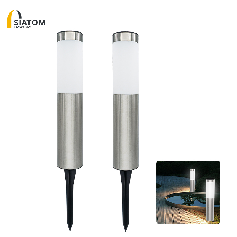 LED IP65 Waterproof Stainless Steel Solar Garden Light Outdoor Landscape Lawn Ground Pathway Stake Light Lamp