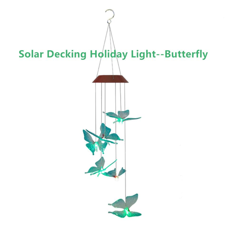 Multi-Color Changing Outdoor Lights Solar Wind Chime Star Lights LED Decking Hanging Patio Lamp