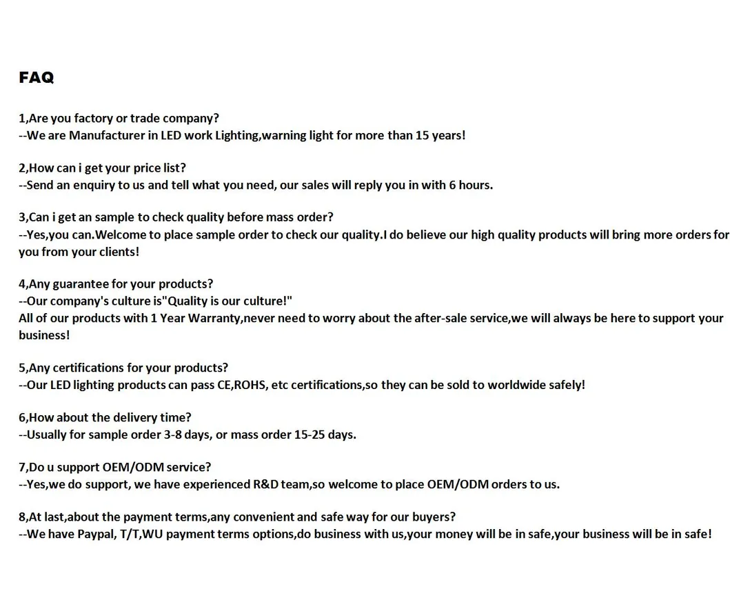 Additional FAQ Info