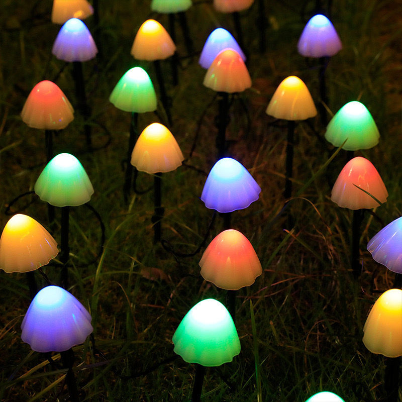 10/20PCS Mini Mushroom String Outdoor Patio Pathway Landscape Fairy Light Solar Ground Stakes Lamp
