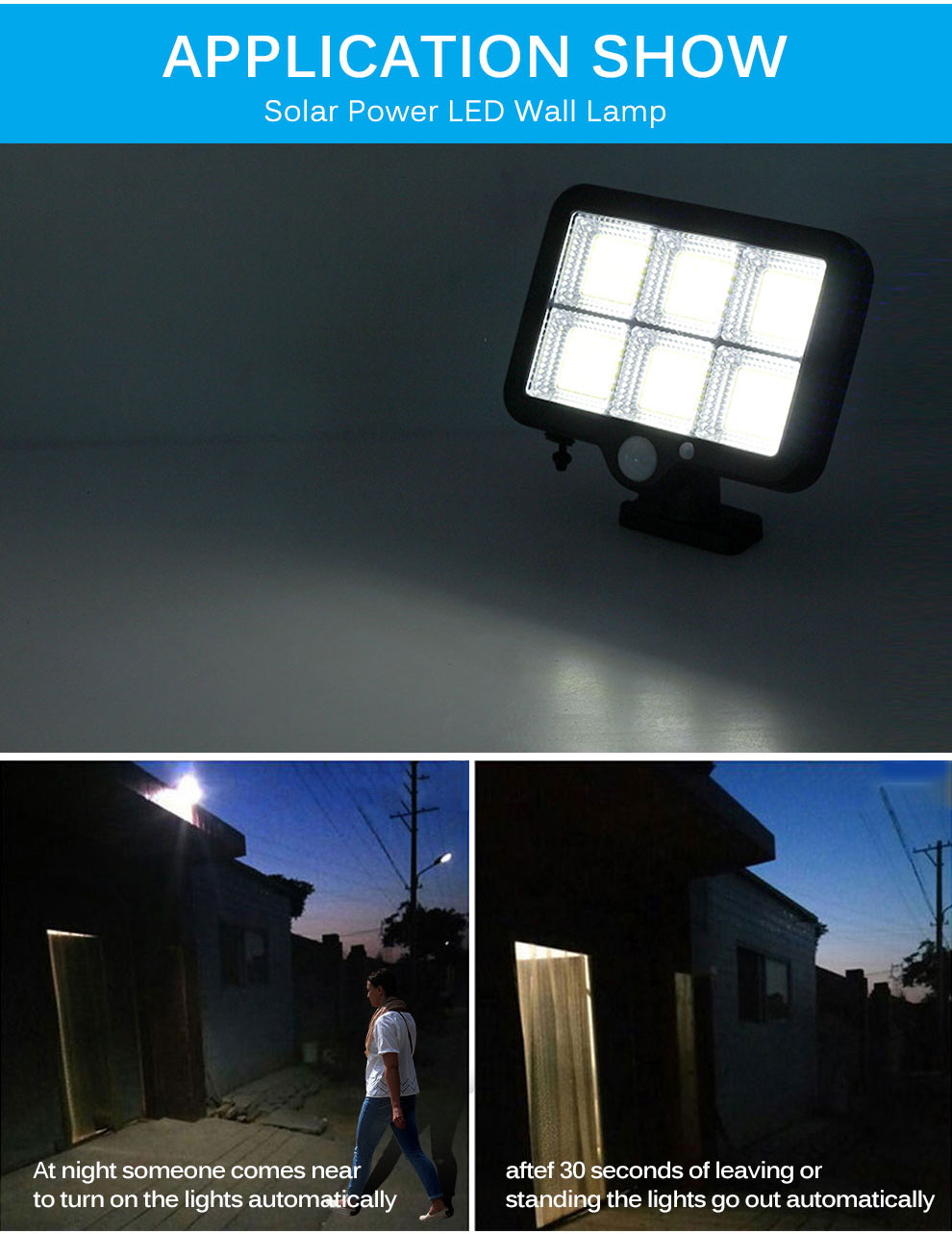 Outdoor Solar Led Garden Lamp PIR Motion Sensor Solar Power Lamp Solar Panel Lamp 4M Wire Waterproof