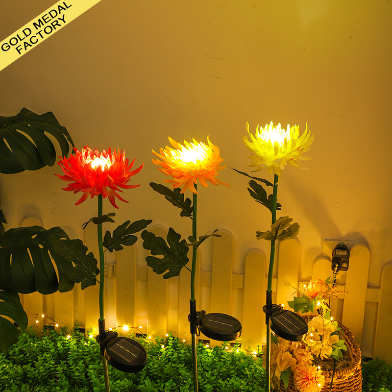 Chrysanthemum Flower Solar Lights Outdoor Garden Landscape Pathway Patio Lawn Yard Porch Walkway Decorative Luces LED Solar Lamp