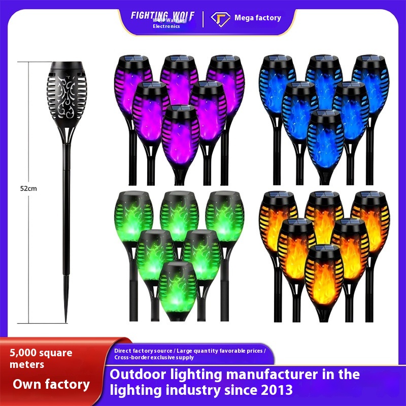 Waterproof IP65 LED Solar Flame Lamp for Garden Layout Outdoor Lawn Torch Floor Lamp High Visibility for Garden Landscape