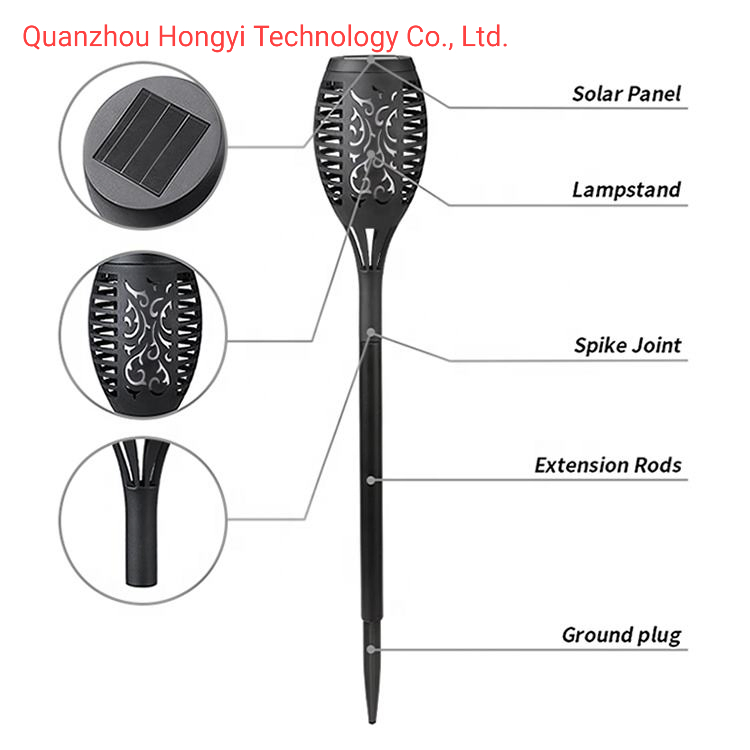 Factory Wholesale Outdoor Waterproof Solar Flame Light Solar Powered Garden Decoration Light for Park, Courtyard