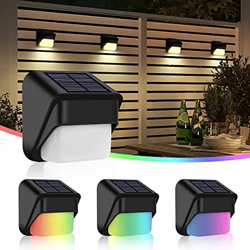 Decoration Solar Powered Wall Light Outdoor Step 6-Pack Warm Garden Fence Lighting