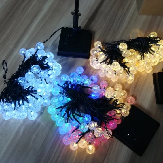 Wholesale Hanging Solar Light 50 LED Crystal Ball S14 Bulb for Christmas Projector Tree Holiday