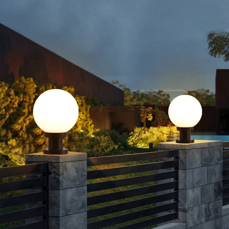 Globe Pillar Lights Acrylic Shape Outdoor Fence Solar LED Ball Gate Light