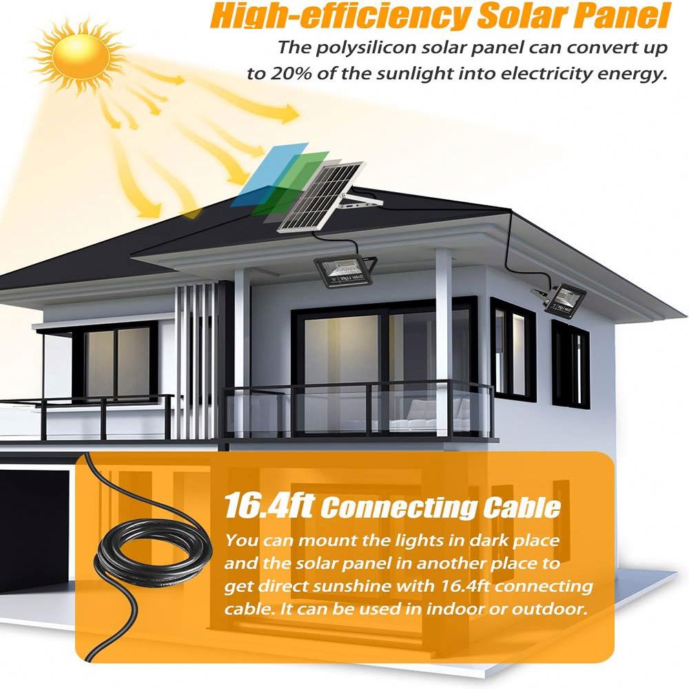 High-Power Outdoor Waterproof LED Spotlight W/ 10Ah Battery for Yard &amp; Street Lighting 1500W Solar Flood Light